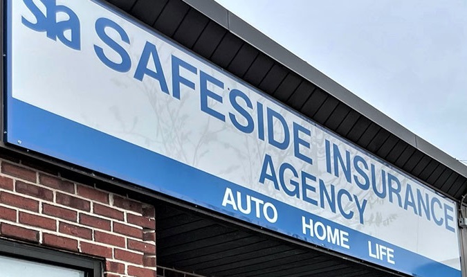 Sign for the Safeside Insurance Agency in Worcester, MA.