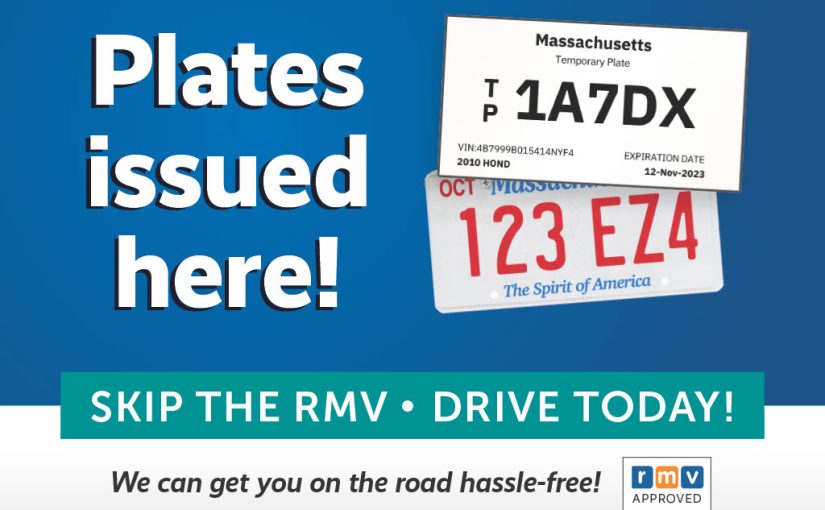 Flyer of Safeside's capacity as a plate issuer for the RMV in Massachusetts.