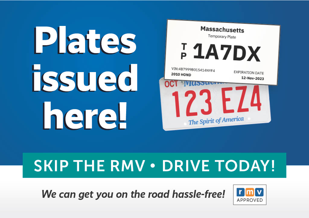 Flyer of Safeside's capacity as a plate issuer for the RMV in Massachusetts.