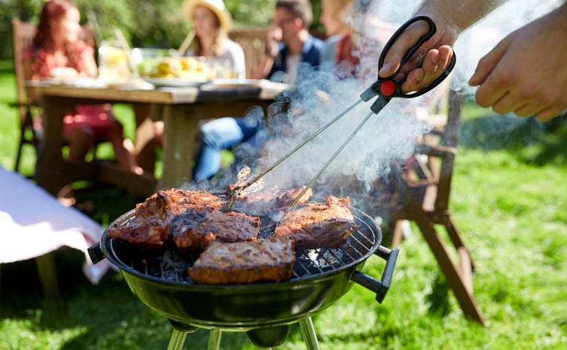 Group of friends and family enjoying a summer barbeque.