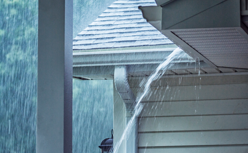 Home exterior during a rain storm.