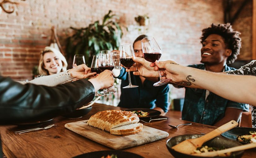 Guests having a party in an apartment.