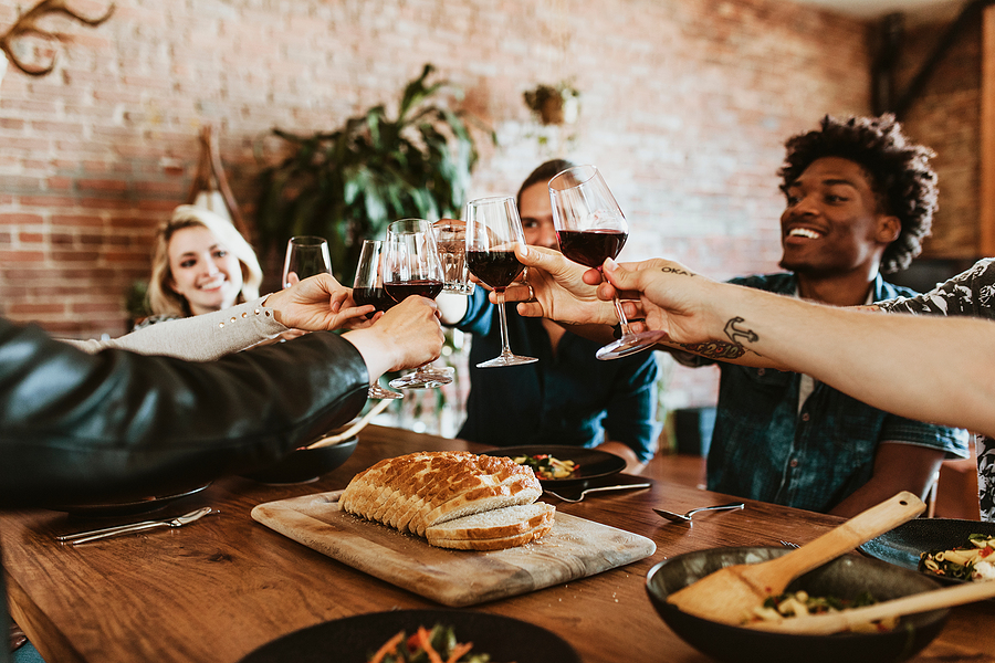 Guests having a party in an apartment.